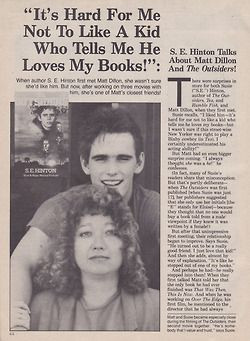 Hinton & Matt DillonNon Fict Passages, S.E. Hinton, Rumble Fish ...