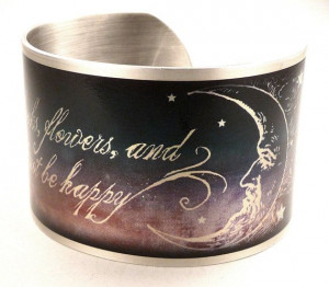 Oscar Wilde Happiness Quote, Silver Bracelet Bangle, Celestial Moon on ...
