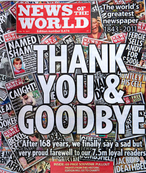 front and back page wrap of the last edition of the British tabloid ...
