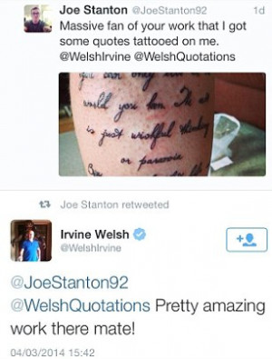 Irvine Welsh superfan tattoos Trainspotting quotes and Ewan McGregor ...
