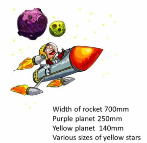 Cartoon Boy In Space Rocket