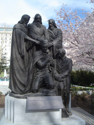 Bronze statue on the LDS Church's Temple Square (Salt Lake City, Utah ...