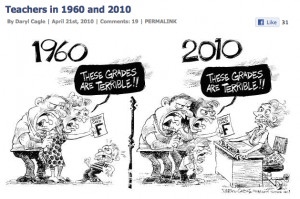 Funny Political Cartoon Teachers 1960 versus 2010
