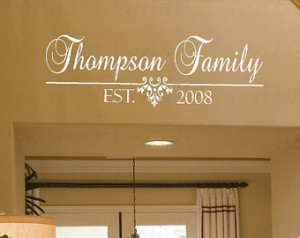Extra large Family Name Vinyl Decal with Established Date ...