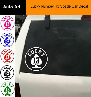 Car Truck Window Lucky Number 13 Spade Car Vinyl Decal