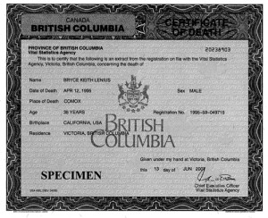 Order form for death certificate