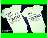 ... Twins, Boy Definition, Girl Definition, Twin clothing, Twin Gift, Twin