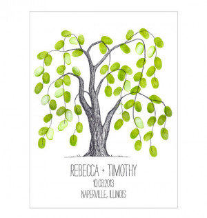 Thumbprint Tree Wedding Guest Book Alternative Weeping Willow Tree