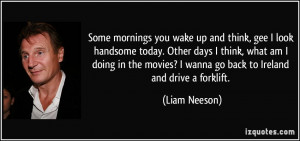 ... movies? I wanna go back to Ireland and drive a forklift. - Liam Neeson