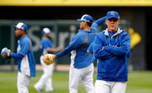 Royals manager Ned Yost watched as his team worked out at Kauffman ...