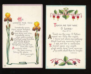 Lot of 2 ~Bible Verses~ Poems~Flowers Antique Embossed Greetings ...