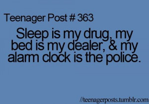 Sleep=drug , bed=dealer,alarm clock=police