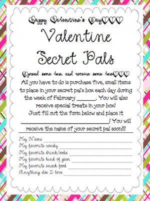 Here is the form we use to organize secret pals and give each other ...