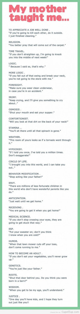 things my mother taught me cupofzup.com
