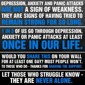 Depression, anxiety and panic attacks.