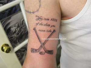 Hockey Sticks Tattoo with Quote