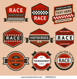 Racing Badges Set Vintage...
