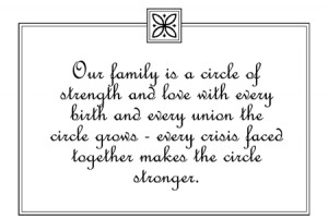 Welcome To Our Family Quotes Our family is a circle of