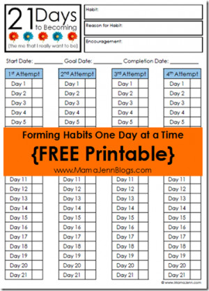 21 Days to Becoming {Habit Forming Printable}