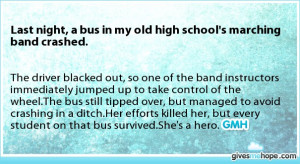 ... - Last night, a bus in my old high school's marching band crashed