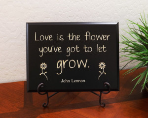 Decorative Carved Wood Sign with famous quote by John Lennon, 