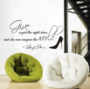 quote wall decal words wall sticker marilyn monroe give a girl shoes ...