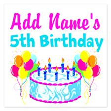 HAPPY 5TH BIRTHDAY 5.25 x 5.25 Flat Cards for