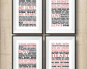 Set of 4 - Ed Sheeran Quote Print - Thinking Out Loud - Song Words ...