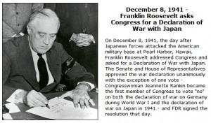 ... Delano Roosevelt's Pearl Harbor radio address to the American People