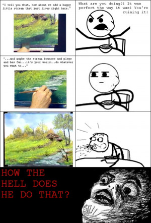 Painting with Bob Ross...aha this was always how I watched the show ...