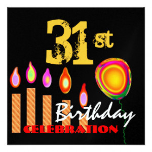 31st Birthday Gold Candles and Balloon Metallic Invites