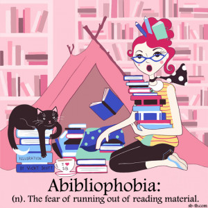 Abibliophobia: the fear of running out of books - an illustration of a ...