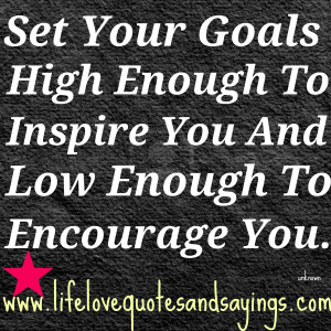 Set Your Goals High Enough To Inspire You And Low Enough To Encourage ...
