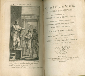 Frontispiece and title page of Coriolanus from an eighteenth-century ...