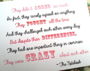 Crazy About Each Other... The Notebook Quote Card