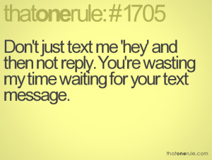 Don't just text me 'hey' and then not reply. You're wasting my time ...