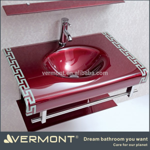 ... hot sale red lacquered tempered glass color wash basin for hair salon