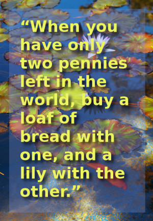 ... of bread with one, and a lily with the other .” – Chinese Proverb