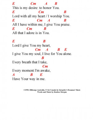 LORD I GIVE YOU MY HEART by Hillsong - lyrics and chords