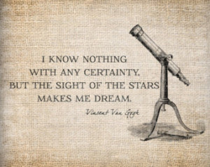 Antique Van Gogh Dreams Stars Quote Telescope Illustration Digital ...