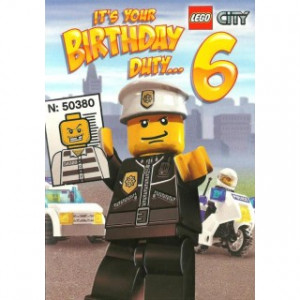 Lego City Police 'It's Your Birthday Duty' Boys 6th Birthday Card