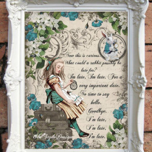 ALICE in Wonderland Quote Art Print Alice in Wonderland Decor... More