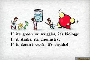 If its green or wriggles, its biology. If it stinks, its chemistry.If ...