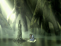 Katara cries at a stump after momentarily thinking that her mother had ...