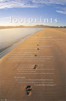 footprints in the sand religious motivational poster author unknown