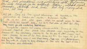 Above is a picture of Jim Elliot’s journal entry from 28 October ...