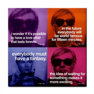 ... - Coaster : Andy Warhol - Photo Quotes (Purple, Blue, Orange, Pink