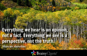 ... Everything we see is a perspective, not the truth. - Marcus Aurelius