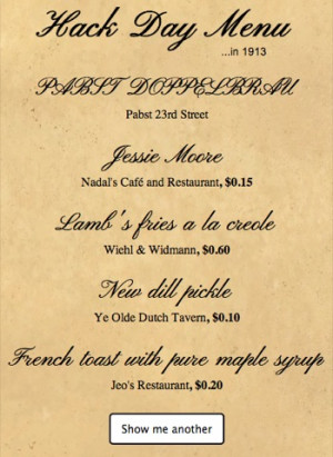 Old Timey Menu draws from The New York Public Library’s What’s on ...