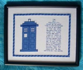 neil gaiman doctor who quote in cross stitch
